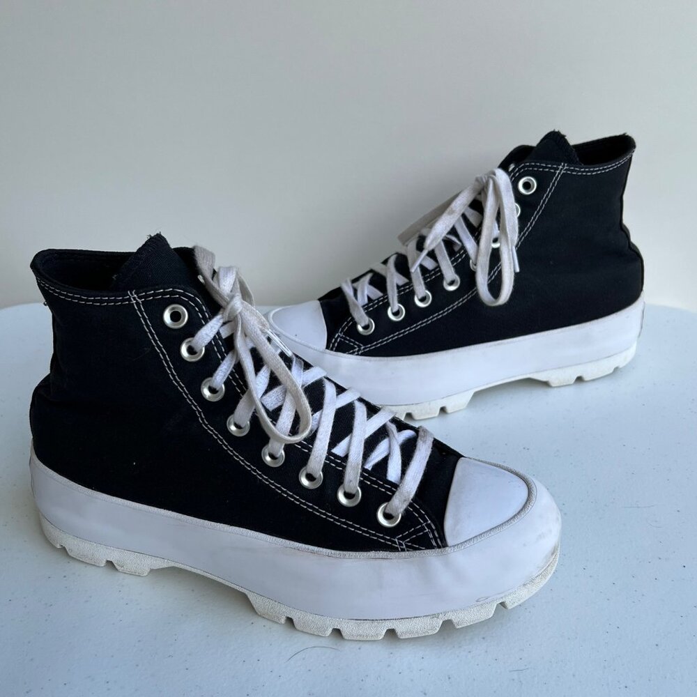 Converse Chuck Taylor All Star Canvas Sneakers Womens Sz 8.5 Black Lugged Chunky